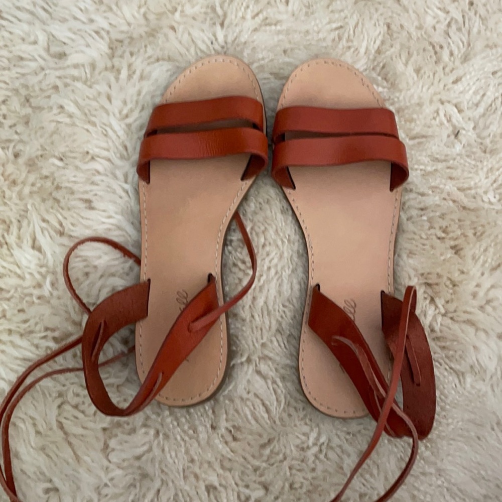 Madewell size 9 wrap brown leather sandal like new